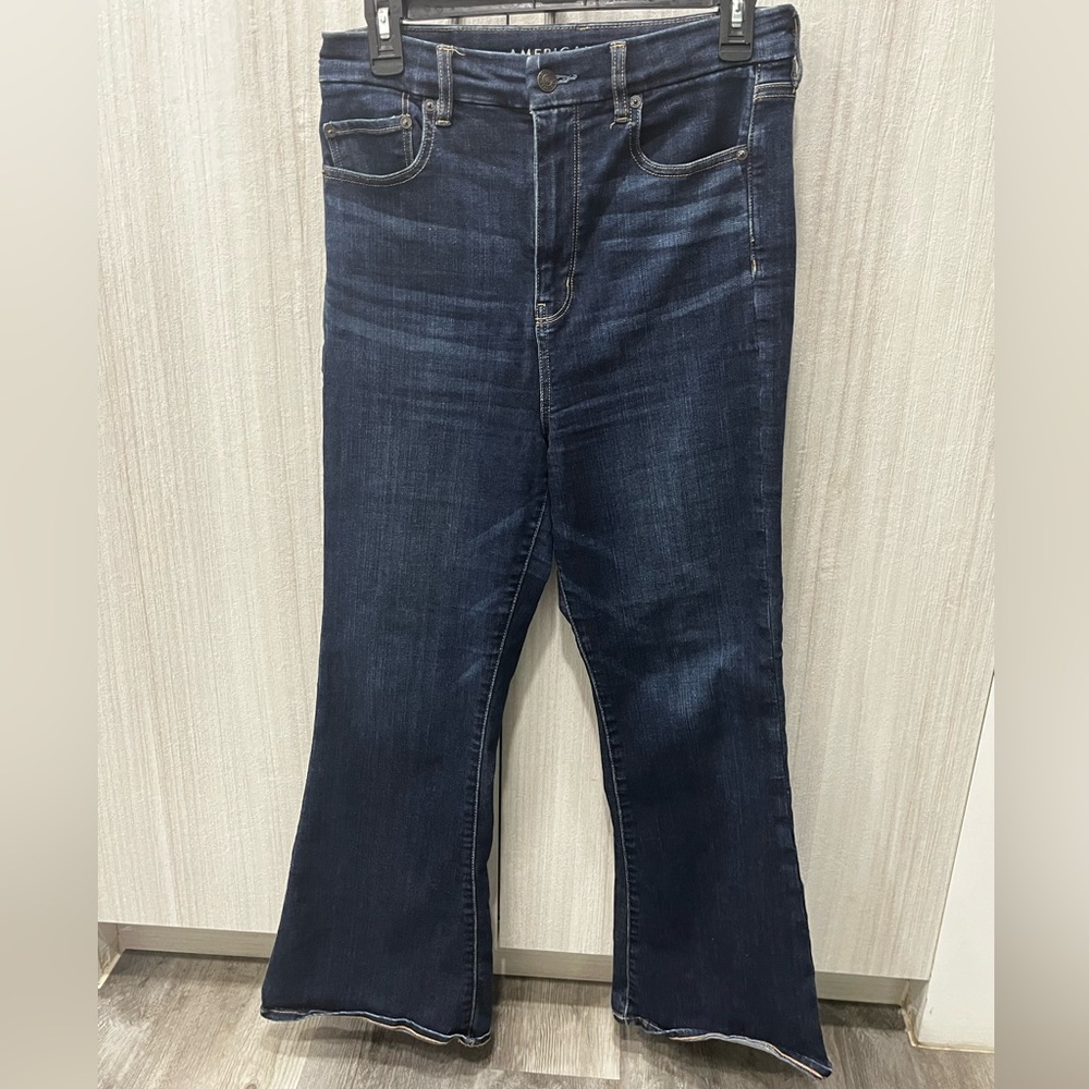 American Eagle Curvy Highest Rise Flare Blue Jeans